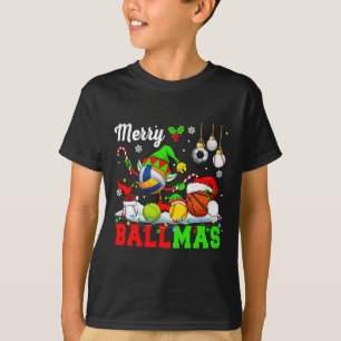 Merry Ballmas Xmas Santa Elf Volleybal Basketbal T-shirt