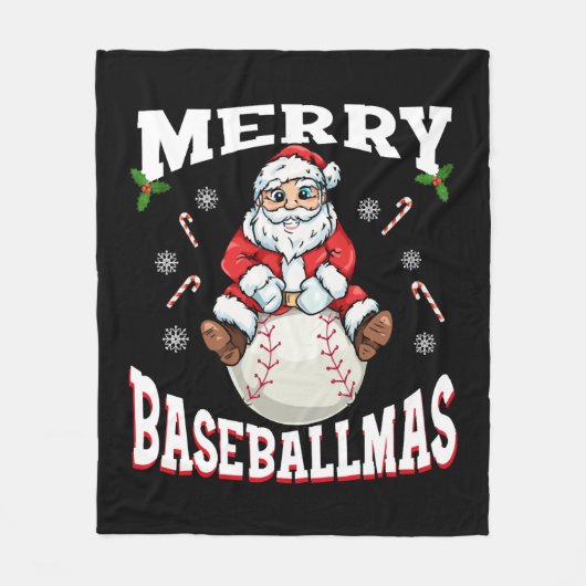 Merry Baseballmas Funny Kersthonkbal Fleece Deken (Voorkant)