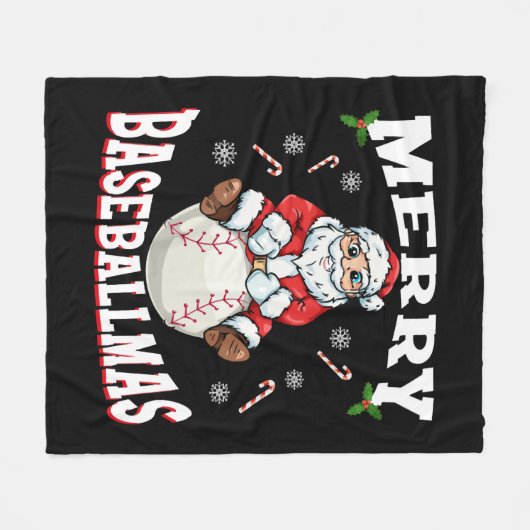 Merry Baseballmas Funny Kersthonkbal Fleece Deken (Voorkant (Horizontaal))