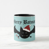 Merry Batmas gekke Gotische vleermuis op blauw Mok (Midden)