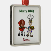 Merry BBQ Chef-kerstversiering past het aan! Metalen Ornament (Rechts)
