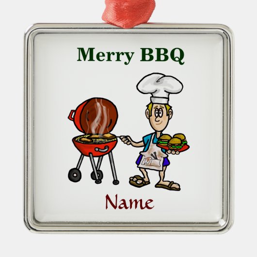 Merry BBQ Chef-kerstversiering past het aan! Metalen Ornament (Voorkant)