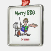 Merry BBQ Man Cooking Ribs kerstversiering Metalen Ornament (Links)