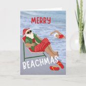 Merry Beachmas kerstman op het kerst van het stran Kaart (Voorkant)