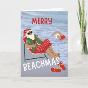 Merry Beachmas kerstman op het kerst van het stran Kaart