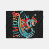 Merry Beachmas Santa Surfing Retro Design T Shirt  Fleece Deken (Voorkant (Horizontaal))
