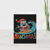 Merry Beachmas Santa Surfing Retro Design T Shirt  Kaart (Voorkant)