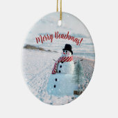 Merry Beachmas Snowy Sandy Snowman - Keramisch Ornament (Rechts)