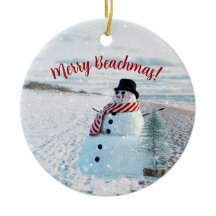 Merry Beachmas Snowy Sandy Snowman -