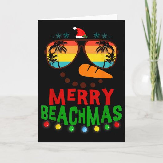 Merry Beachmas Trocal Christmas Hawaii Snowman Bea Kaart (Voorkant)
