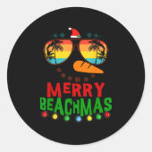 Merry Beachmas Trocal Christmas Hawaii Snowman Bea Ronde Sticker (Voorkant)
