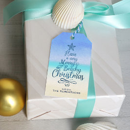 Merry Beachy-kerstcadeauscript Cadeaulabel
