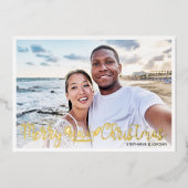 Merry Beachy-kerstvakantiefoto Folie Feestdagenkaart (Voorkant)