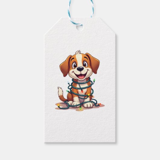 Merry Beagle Lights Cadeaulabel (Voorkant)
