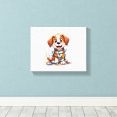 Merry Beagle Lights Canvas Afdruk (Insitu (Houten vloer))