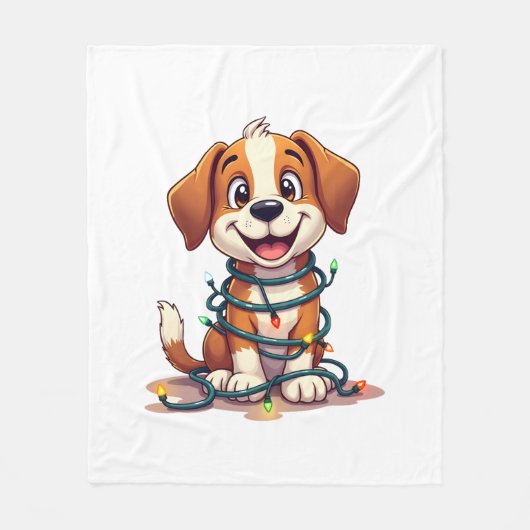 Merry Beagle Lights Fleece Deken (Voorkant)