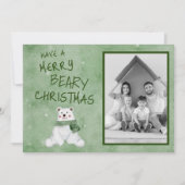 Merry Beary Kerstpoar Beer in Green Scarf Feestdagenkaart (Voorkant)