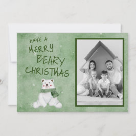 Merry Beary Kerstpoar Beer in Green Scarf Feestdagenkaart