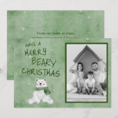 Merry Beary Kerstpoar Beer in Green Scarf Feestdagenkaart (Voorkant / Achterkant)