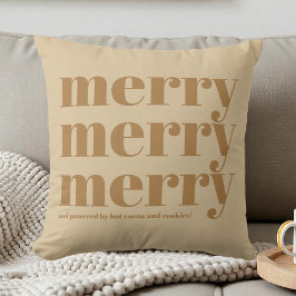 Merry Beige Brown Typografie Leuke Kerst Eenvoudig Kussen
