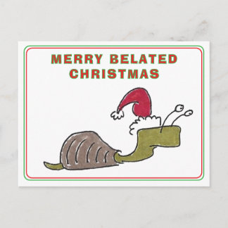 Merry Belated Christmas Snail Late Christmas Feestdagenkaart