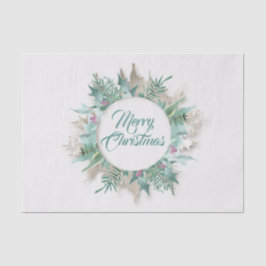 Merry Belly Christmas Feestdagen Branch Grey Blauw Tissuepapier