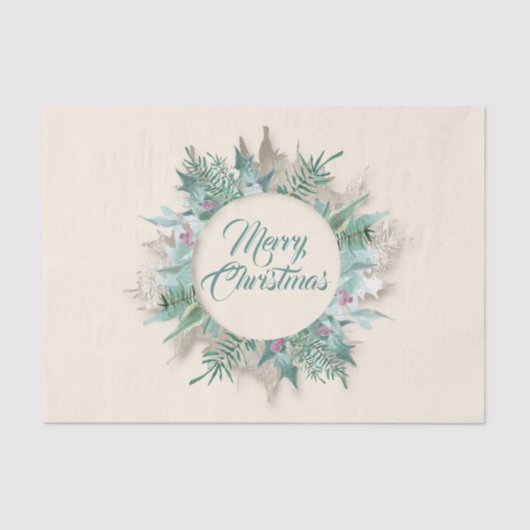 Merry Belly Christmas Feestdagen Branch Mint Cream Tissuepapier (Voorkant)