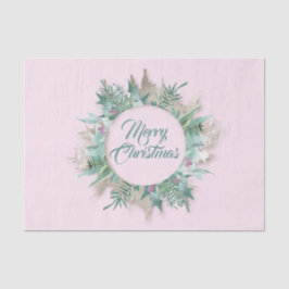 Merry Belly Christmas Feestdagen Branch Mint Pink Tissuepapier