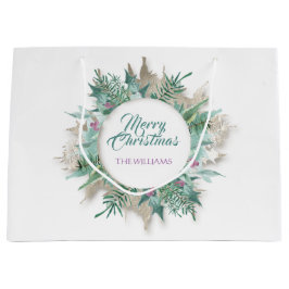 Merry Belly Christmas Feestdagen Branch White Mint Groot Cadeauzakje