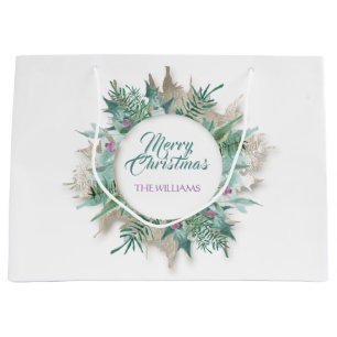 Merry Belly Christmas Feestdagen Branch White Mint Groot Cadeauzakje