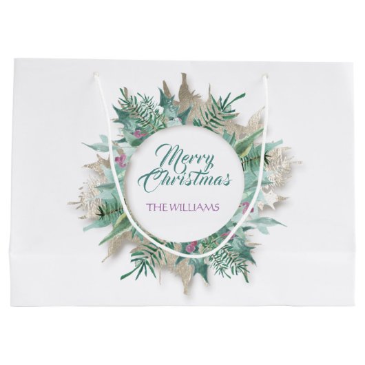 Merry Belly Christmas Feestdagen Branch White Mint Groot Cadeauzakje (Achterkant)