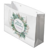Merry Belly Christmas Feestdagen Branch White Mint Groot Cadeauzakje (Voorkant Gekanteld)
