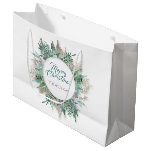 Merry Belly Christmas Feestdagen Branch White Mint Groot Cadeauzakje (Voorkant Gekanteld)