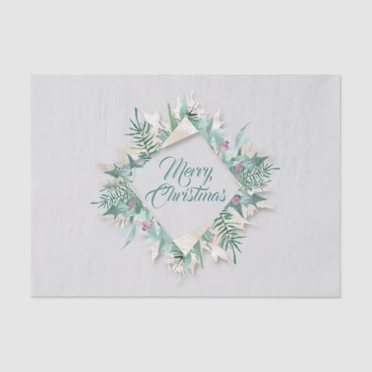 Merry Belly Christmas Feestdagen Krans Grijs Mint  Tissuepapier (Voorkant)