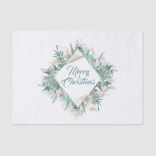 Merry Belly Christmas Feestdagen Krans Mint Creamy Tissuepapier (Voorkant)