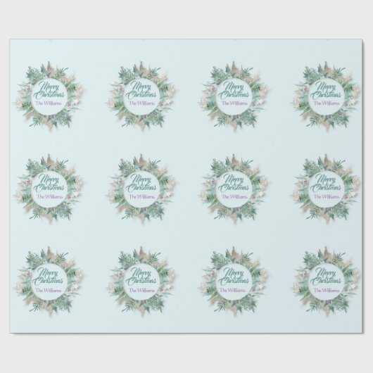 Merry Belly Feestdagen Paars Mint Blue Cadeaupapier (Vlak)