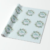 Merry Belly Feestdagen Paars Mint Blue Cadeaupapier (Uitgerold)