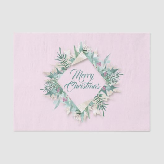 Merry Belly Kerst Feestdagen Krans Roze Creamy Tissuepapier (Voorkant)