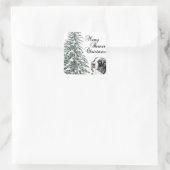 Merry Berner Kerstmis Vierkante Sticker (Tas)