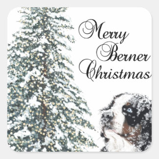 Merry Berner Kerstmis Vierkante Sticker