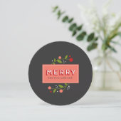 Merry Berries Floral Ornament Holiday Card Feestdagenkaart (Staand voorkant)