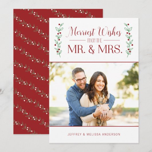 Merry Berries | Pas getrouwd Kerstkaart (Voorkant / Achterkant)