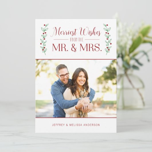 Merry Berries | Pas getrouwd Kerstkaart (Staand voorkant)