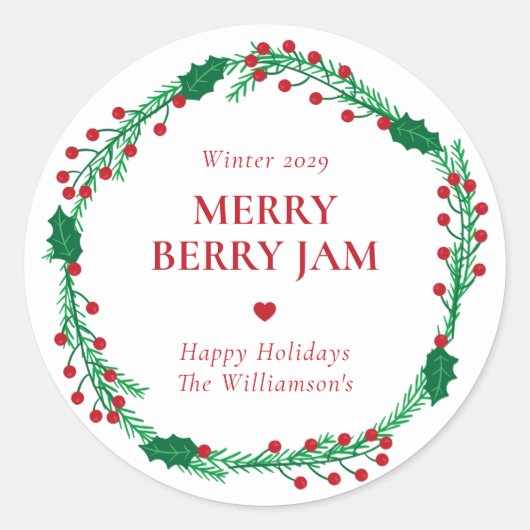 Merry Berry Aangepaste Kerst Jam Label (Voorkant)