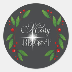 Merry Berry Bright Kerstmis D591 Ronde Sticker