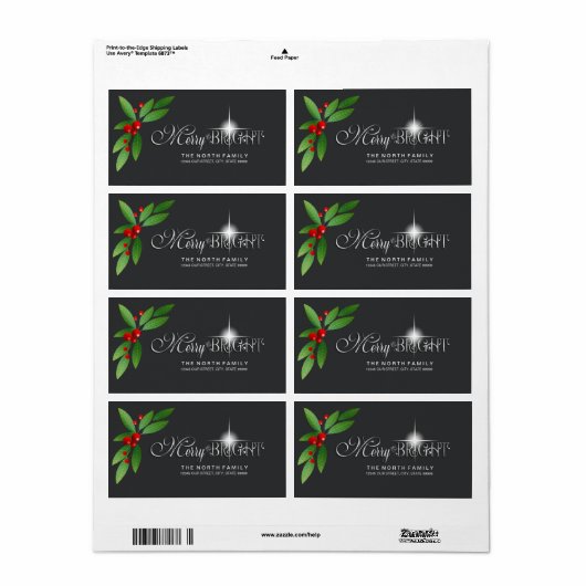 Merry Berry Bright Kerstmis Greenery D591 Etiket (Full Sheet)