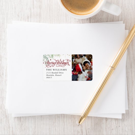 Merry Berry | Kerst Foto Retouradres Etiket (Insitu)