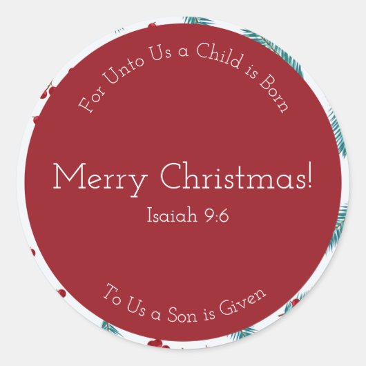 Merry Berry Round Kerst stickers (Voorkant)