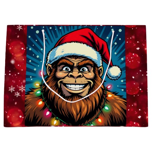 Merry Bigfoot Sasquatch Christmas Groot Cadeauzakje (Voorkant)