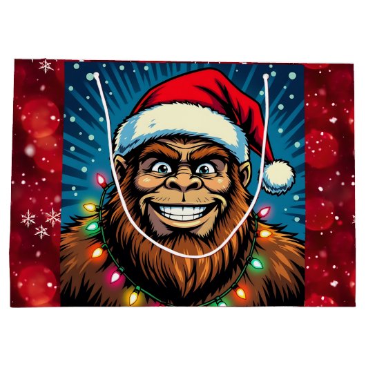Merry Bigfoot Sasquatch Christmas Groot Cadeauzakje (Achterkant)